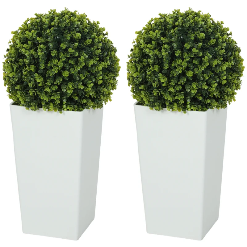 HOMCOM Set van 2 kunstmatige eucalyptusbollen 65 cm kunstplant met UV-bescherming, 330 bladeren in pot, groen