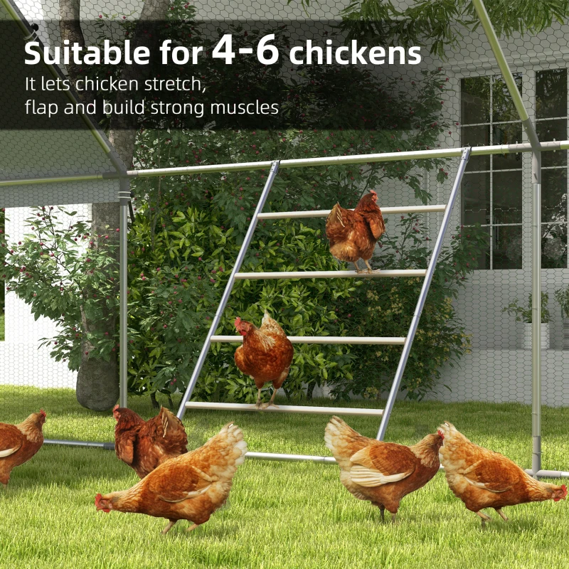 PawHut Chicken Perch for Coop, Wooden and Galvanised Steel Roosting Bar Jungle Gym, Chicken Roosting Ladder for Backyard Farm
