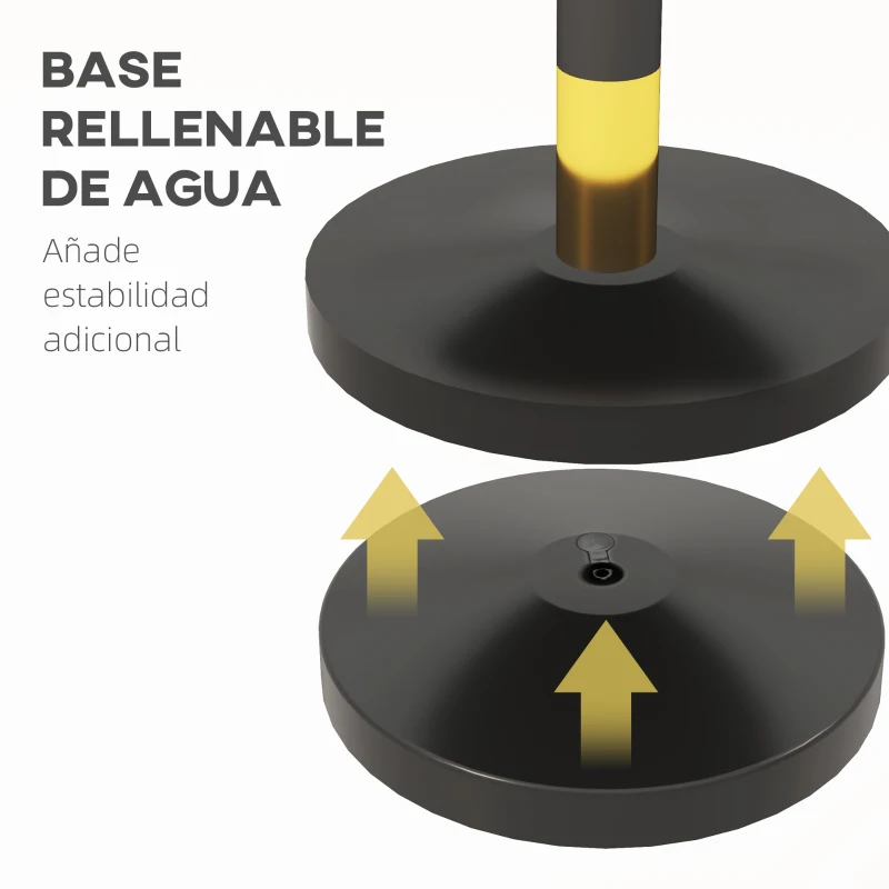 HOMCOM Postes Separadores de Acero Inoxidable de 2 Piezas 96 cm de Altura Base Rellenable 2 Cuerdas de Terciopelo Negro