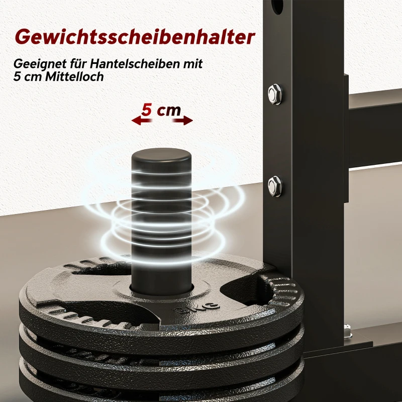 SPORTNOW Hantelständer 2 Ebenen Hantelscheibenständer aus Stahl Langhantelablage bis 300 kg Schwarz