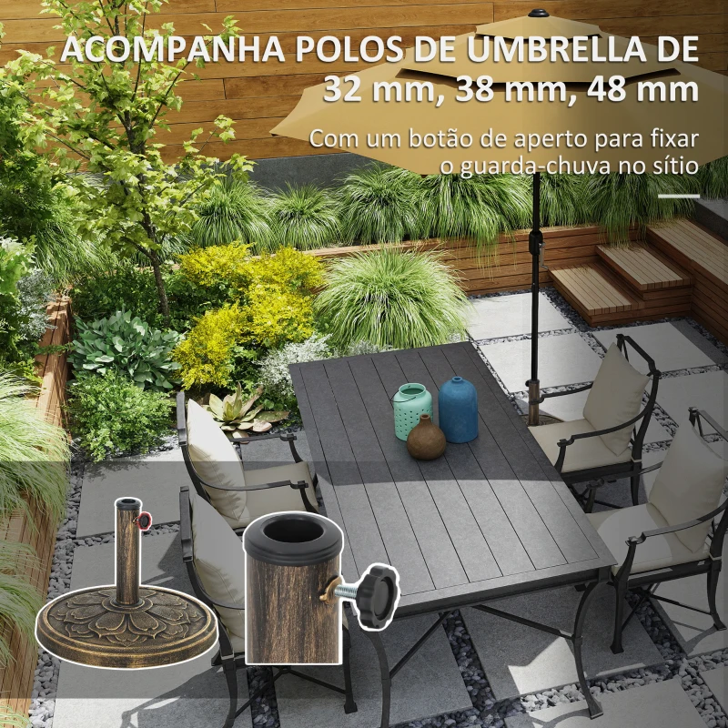 Outsunny Base para Chapéu de Sol Redonda Suporte para Chapéu de Sol  Preenchível com Cimento Peso 12 kg Ø46x33 cm Bronze