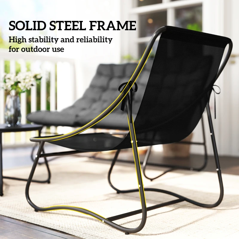 Outsunny Four-Piece Curved Seat Garden Sofa Set - Grey/Black