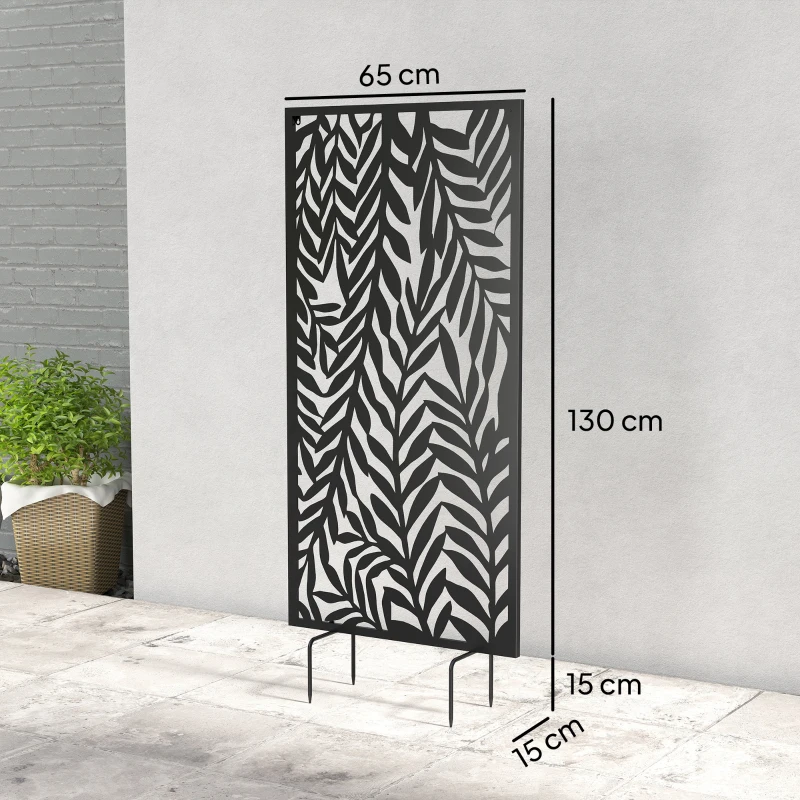 Outsunny Divisorio 65 x 130 cm Autoportante/Appeso Paravento, Parete divisoria schermante in metallo Nero