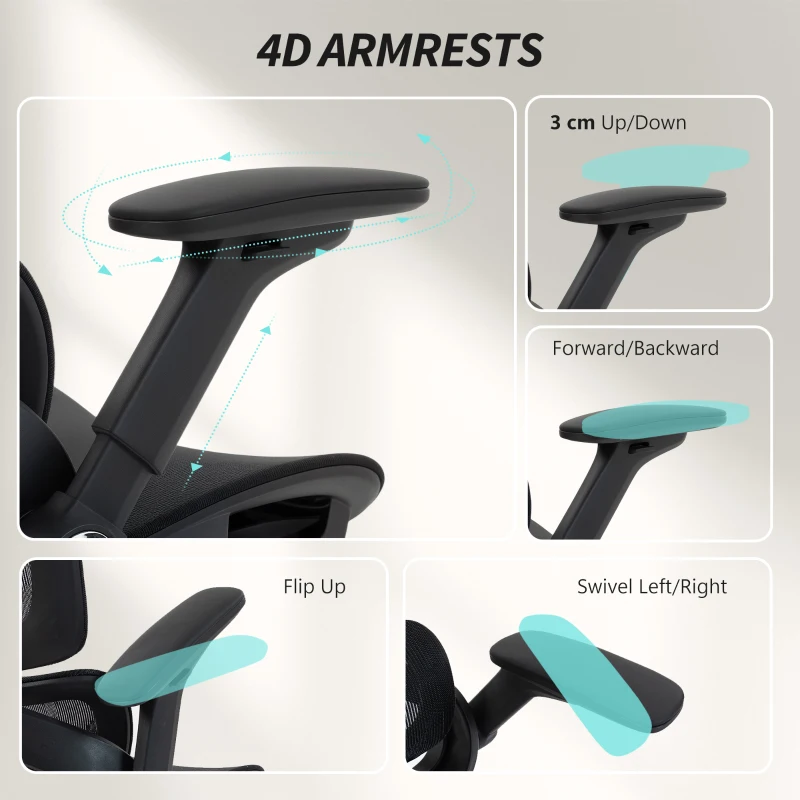 HOMCOM Ergonomic Office Chair, High Back Mesh Desk Chair, Black