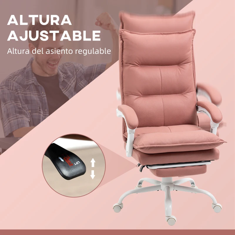 Vinsetto Silla de Masaje Reclinable con 6 Puntos de Masaje y 5 Modos con Función de Calefacción Ajustable 66x74x114-121,5 cm Rosa