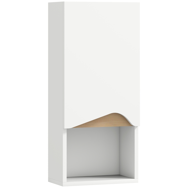HOMCOM Armoire de salle de bain murale avec porte à fermeture douce et compartiment ouvert 30 x 17 x 67 cm Blanc