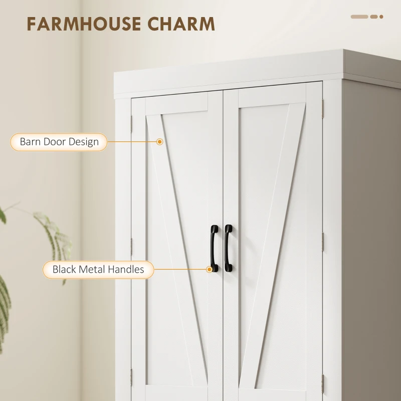 HOMCOM Dulap de bucătărie în stil country cu 2 dulapuri, 6 rafturi și un sertar, din lemn, 76x39,5x183,5 cm, alb