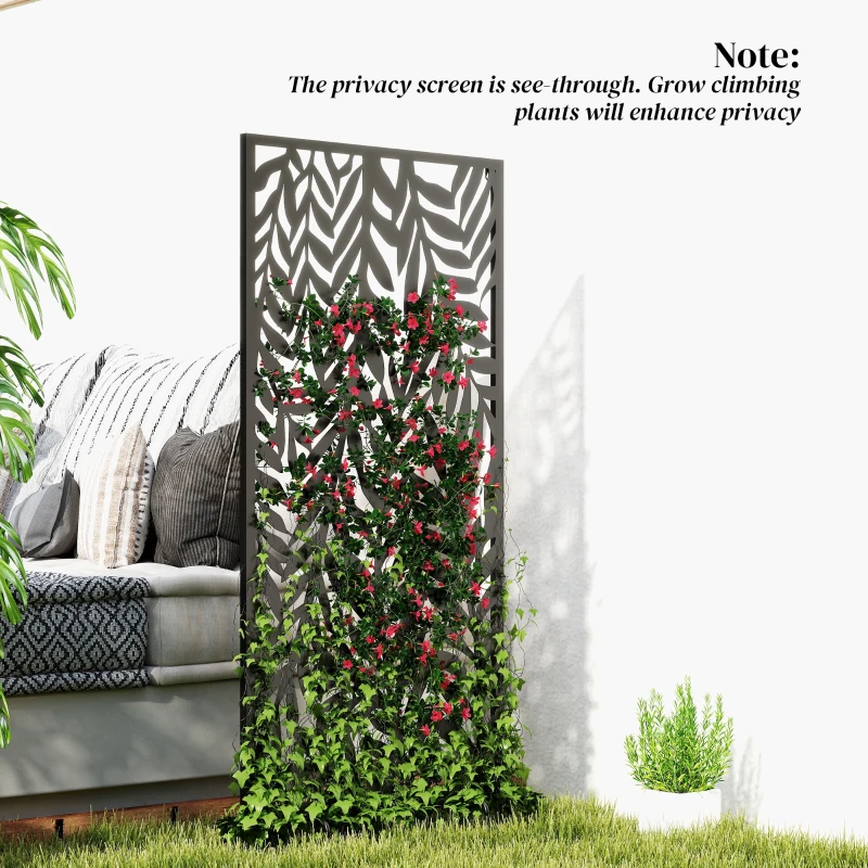 Outsunny Separator de cameră 65 x 130 cm, paravan freestanding/suspendat, panou de protecție vizuală din metal, Negru