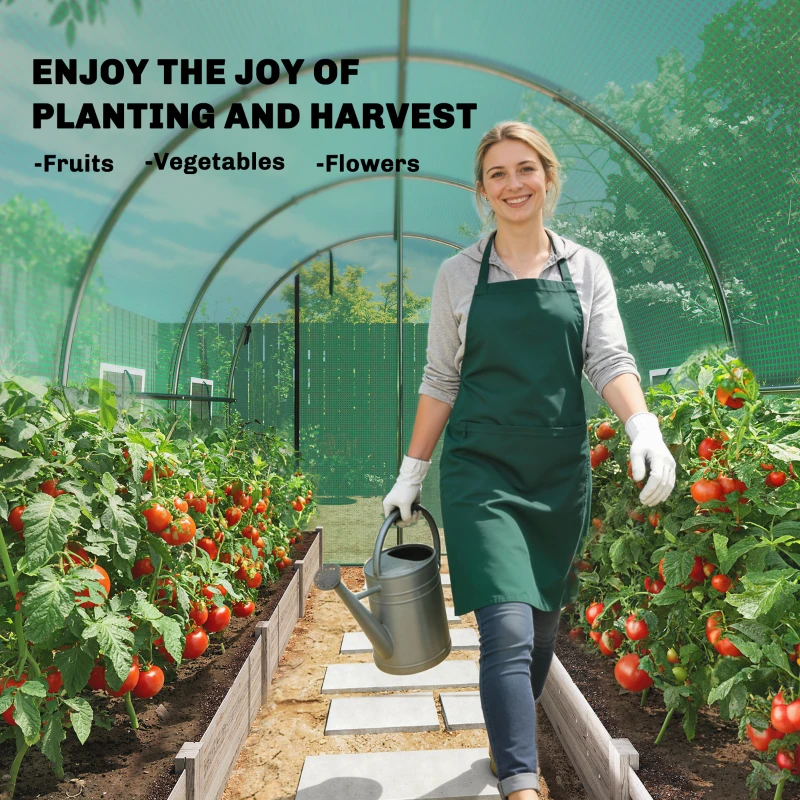 Outsunny Serra 3 x 2 x 2 m serra in telo con 2 porte avvolgibili con cerniera & 6 finestre a rete, aste di supporto, Verde