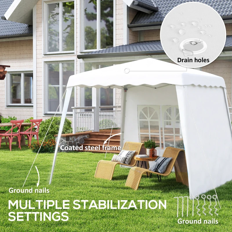 Outsunny 2.4 x 2.4m Two Wall Pop Up Gazebo - White