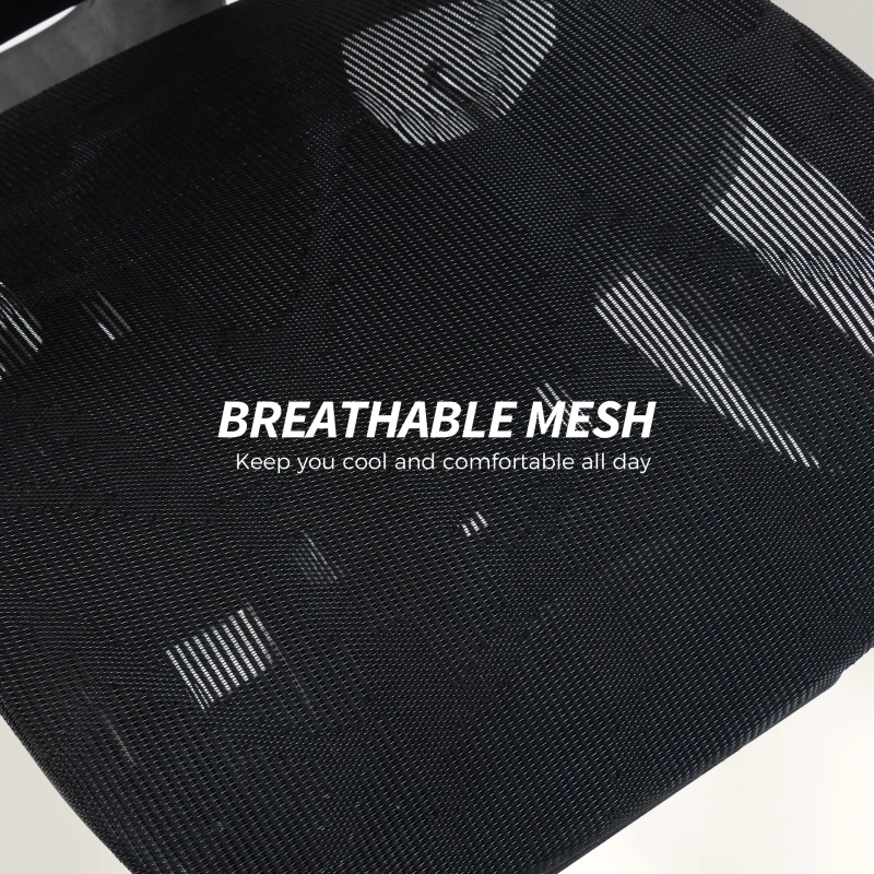 HOMCOM Bureaustoel ergonomisch met verstelbare lenden- en hoofdsteun, 6D-opklapbare armleuningen, voetensteun, mesh, zwart