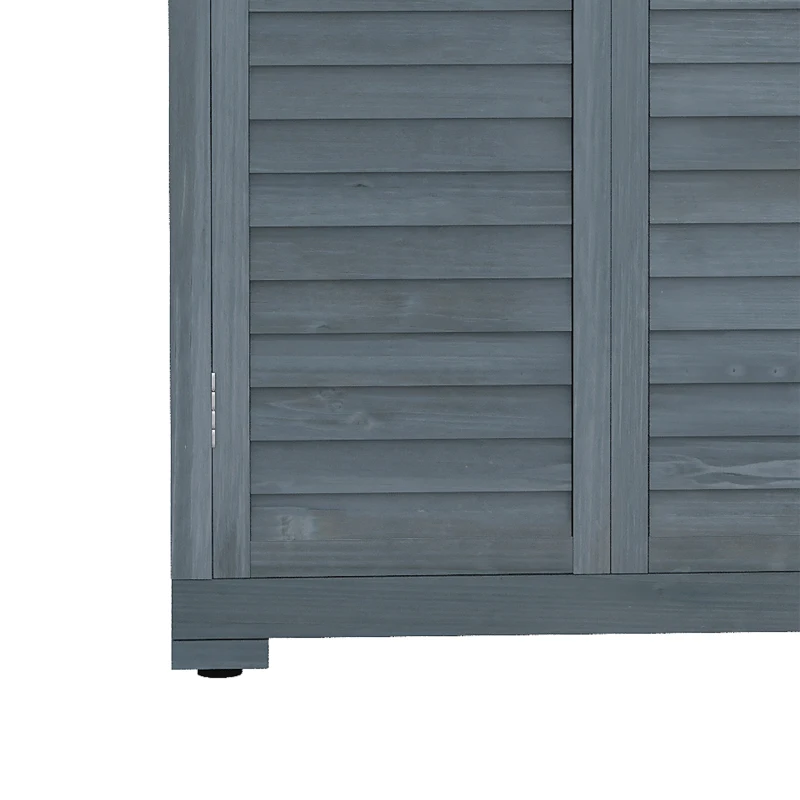 Outsunny Armadio da Esterno in Legno con 2 Porte a Persiana e Ripiani Interni, 87x46.5x160 cm, Grigio