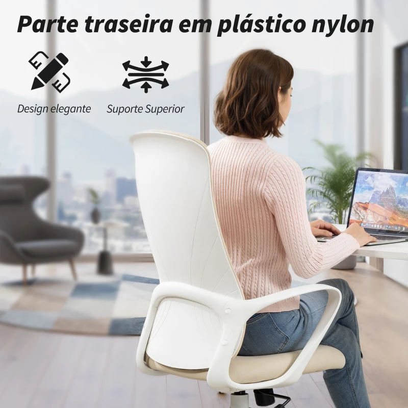 Vinsetto Cadeira de Escritório Ergonómica com Altura Ajustável Função de Inclinação e Encosto Alto 62x56x110-119,5 cm Bege
