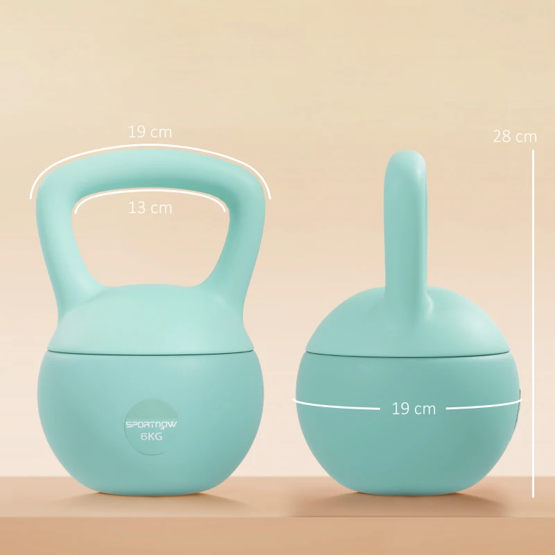 SPORTNOW Kettlebell 6 kg haltère avec poignée antidérapante pour fitness musculation cardio, 19 x 19 x 28 cm vert