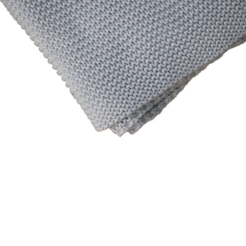 Hand-Knitted Double Knit Throw with Soft Breathable Natural Cotton, Knitted Blanket with Secure Packaging, 150L x 200W x 1H cm, Blue