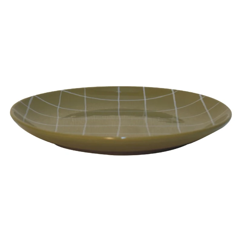 Dahlia 12-Piece Dinner Set for 4 with Smooth Timeless Finish, Ceramic Serveware Ideal for Everyday Use, 25.5L x 25.5W x 3H cm, Olive Green