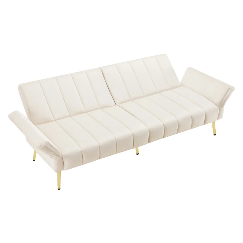 Canapé‑lit pliable moderne avec dossier et accoudoirs réglables, 183x76x75 cm, Beige