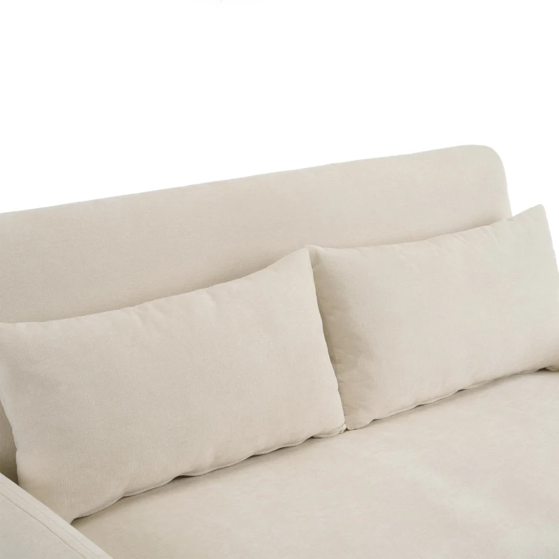 Canapé-lit double pliant moderne, avec dossier réglable, support pour smartphone et port USB de recharge, 129x76x81 cm, Beige