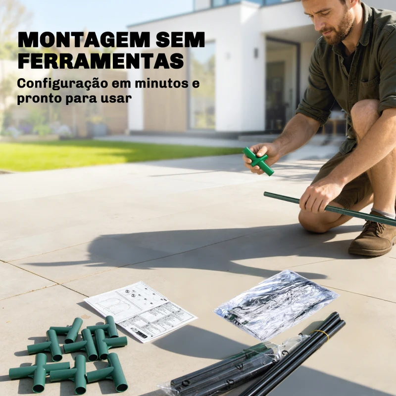 Outsunny Mini Estufa com Bolsa de Plantação Estufa Pequena Portátil para Interior e Exterior 68x50x70 cm Verde