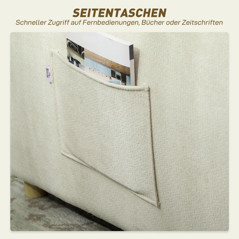 HOMCOM Schlafsessel 3 in 1 Umwandelbarer Sessel mit Bettfunktion, Lendenkissen, für Wohnzimmer Creme