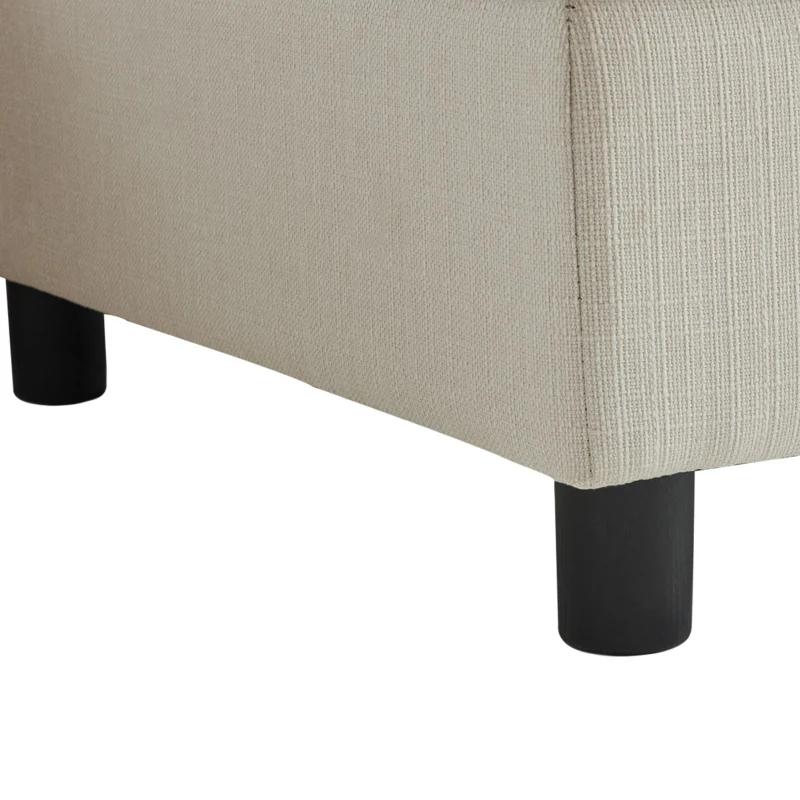 Canapé d'angle moderne en L avec pouf, canapé 3 places en lin, dossier haut et coussins, 220x83x81 cm, Beige