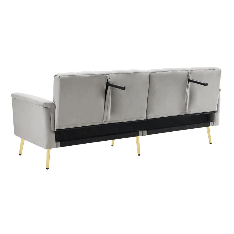 Canapé-lit pliable moderne avec dossier et accoudoirs réglables, 183x76x75 cm, Gris