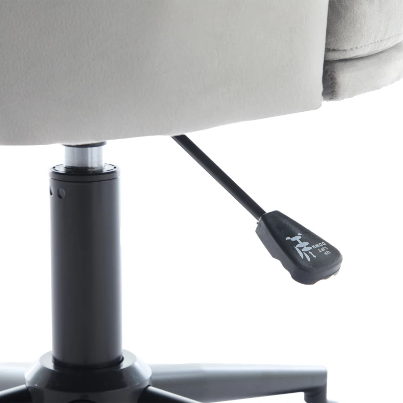 Fauteuil pivotant moderne avec dossier en forme de pétale, réglable en hauteur et design rotatif à 360°, 55x62x73-83 cm, Gris