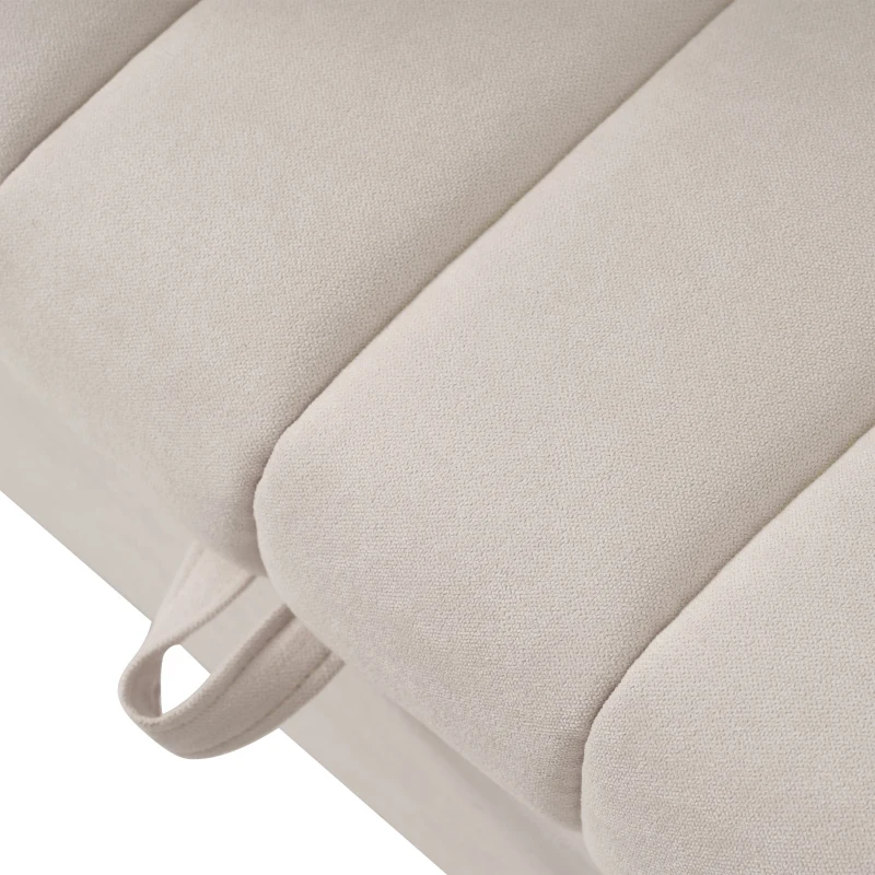 Canapé-lit multifonction moderne avec dossier réglable, porte-gobelet et coussin, 136x162x84 cm, Beige