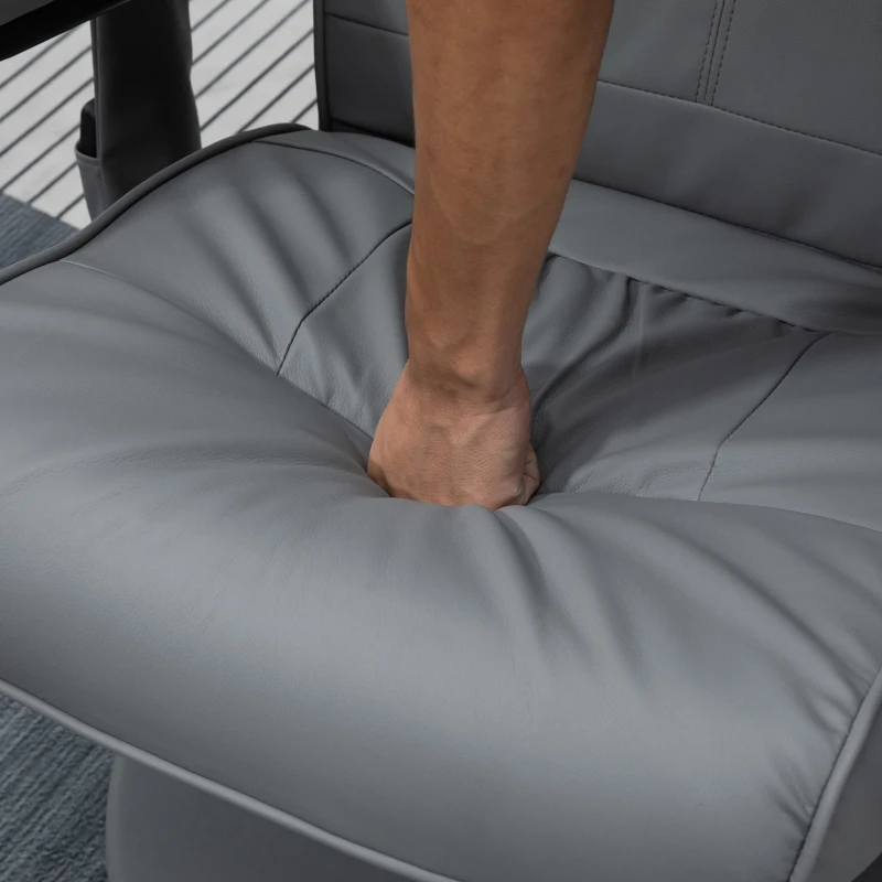 HOMCOM Sillón de Masaje Eléctrico con Reposapiés Sillón Relax Reclinable con Control Remoto y 10 Puntos de Masaje Gris