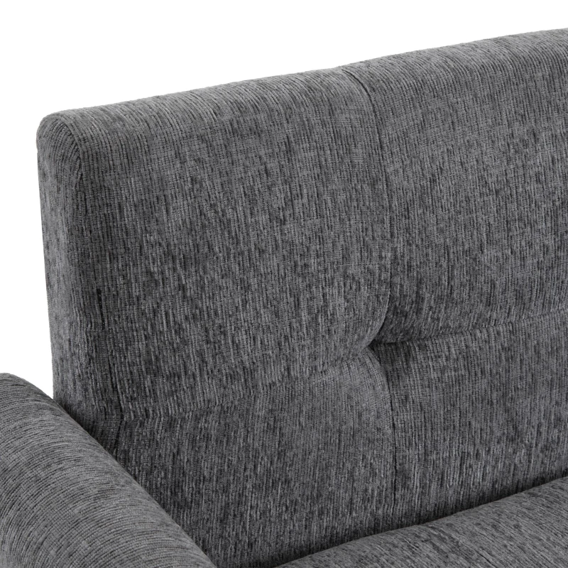 Canapé 2 places moderne en tissu chenille avec coussins épais, pieds robustes en bois massif, 162x74x77 cm, Gris