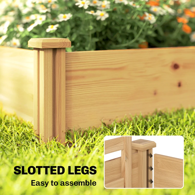 Outsunny Bac surélevé avec treillis en bois, jardinière avec 3 treillis, cloison, fond ouvert 240 x 125 x 102 cm Bois naturel