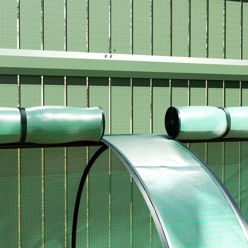 Outsunny Serra da Giardino a Tunnel in Acciaio e Plastica PP con Porte Avvolgibili, 3x1x0.8 m, Verde