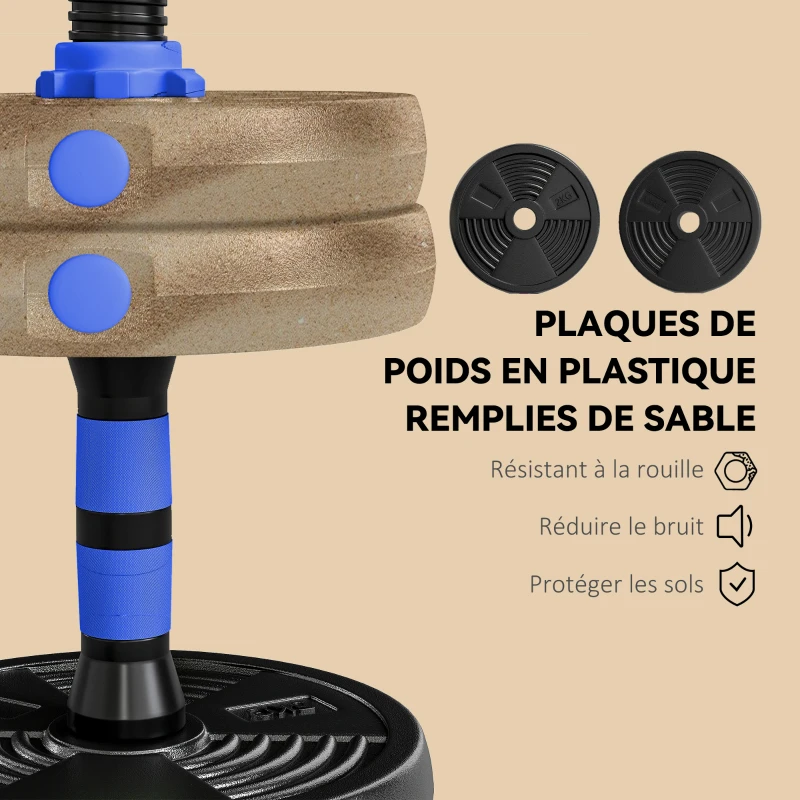 SPORTNOW Kit haltères musculation haltères réglables 15 kg 3 en 1, ensemble de poids réglable avec barre d'extension noir