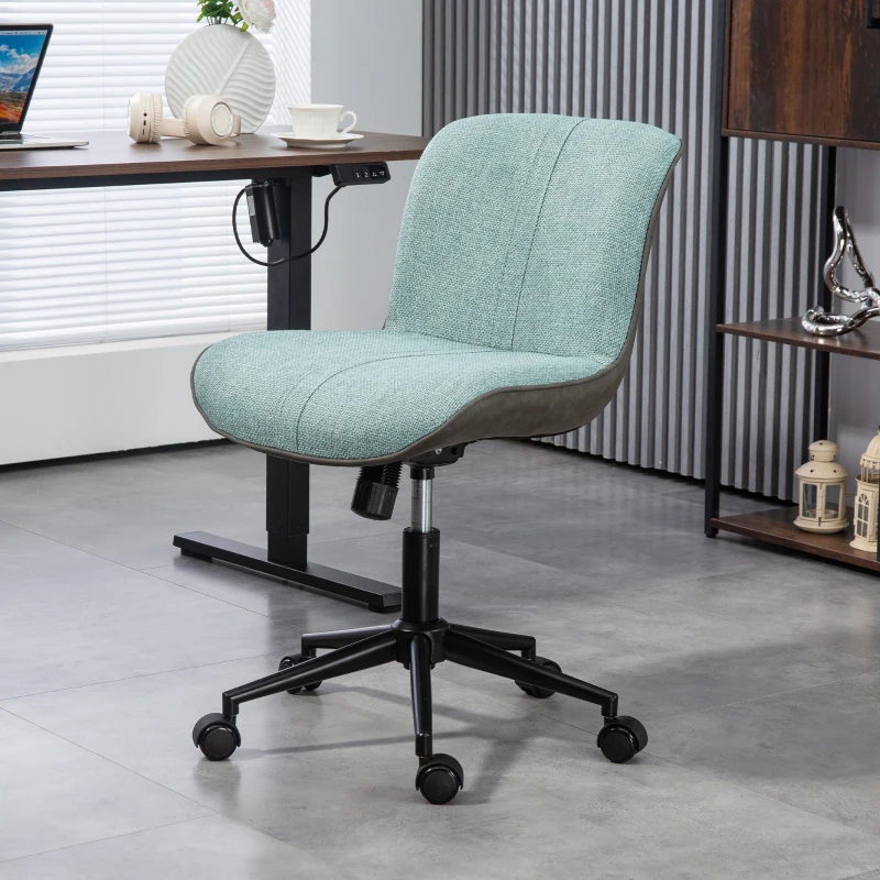HOMCOM Chaise de bureau pivotante sans accoudoirs, hauteur et inclinaison réglables, capacité 120 kg, vert