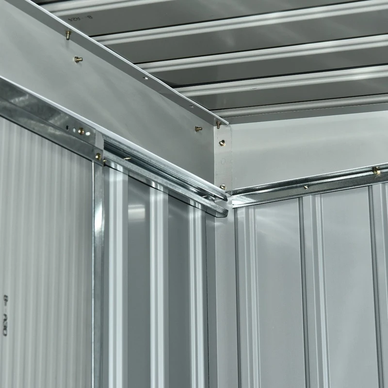 Outsunny 9ft x 4ft Metal Garden Shed, Outdoor Tool House with Foundation Kit, Ventilations and Double Doors, Dark Grey