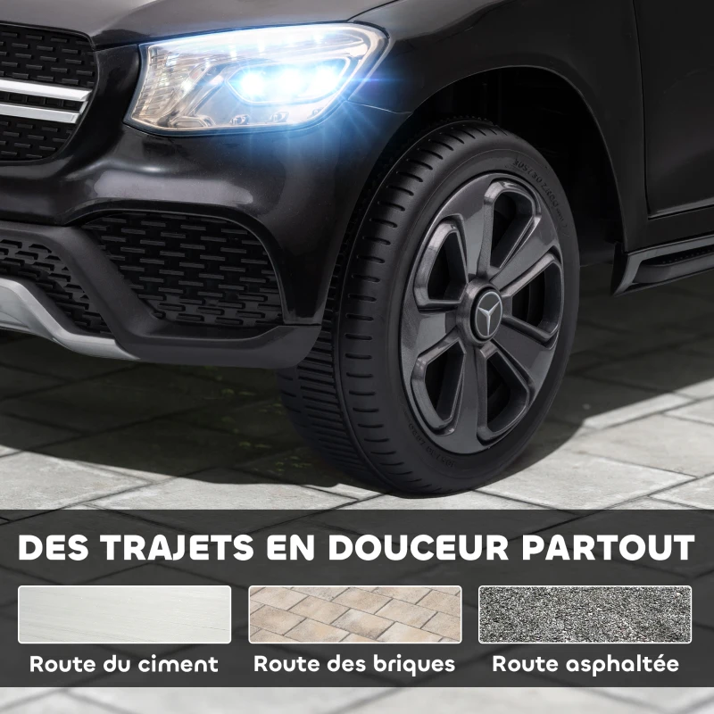 AIYAPLAY Voiture électrique enfants, véhicule électrique 12V, télécommande 2,4G, 3 vitesses, démarrage lent, 105x68x50cm, noir