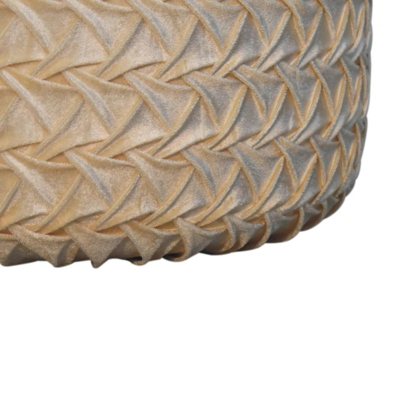 Handcrafted Velvet Pouffe with Deep-Buttoned Diamond Tufting, Soft Opulent Upholstery, Footstool for Living Room, 46L x 46W x 33H cm, Ochre