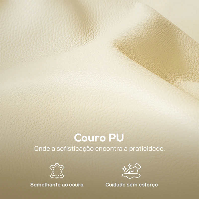 HOMCOM Poltrona Sala de Estar Estofada em Couro Sintético Poltrona Relax Moderna com Assento Largo Acolchoado Espesso 80x81x90 cm Bege