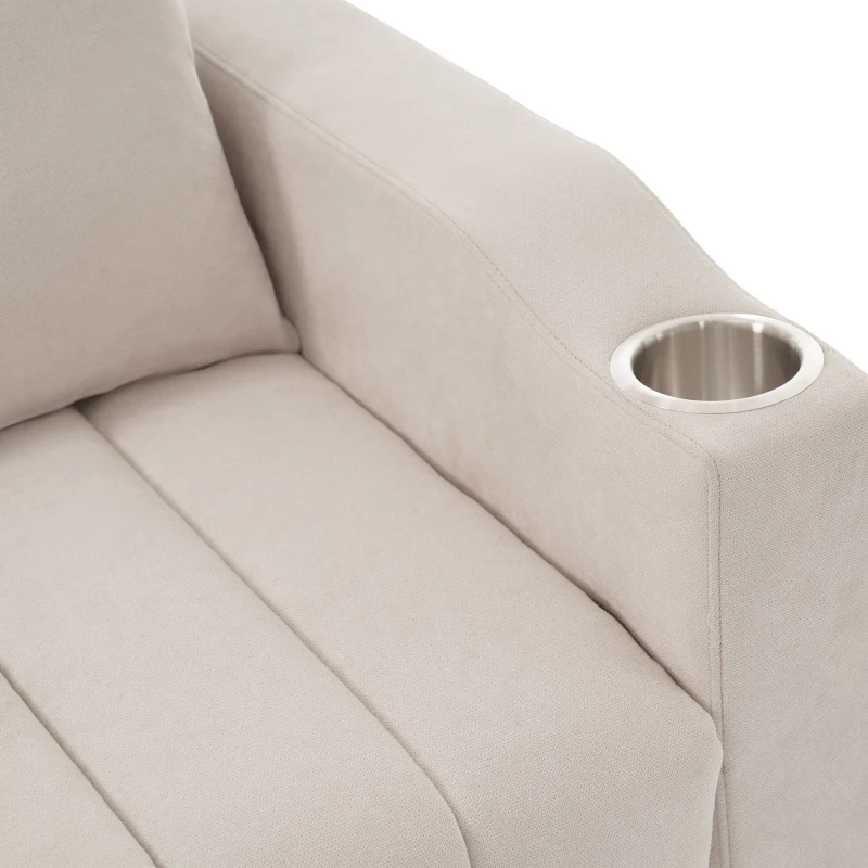 Canapé-lit multifonction moderne avec dossier réglable, porte-gobelet et coussin, 136x162x84 cm, Beige