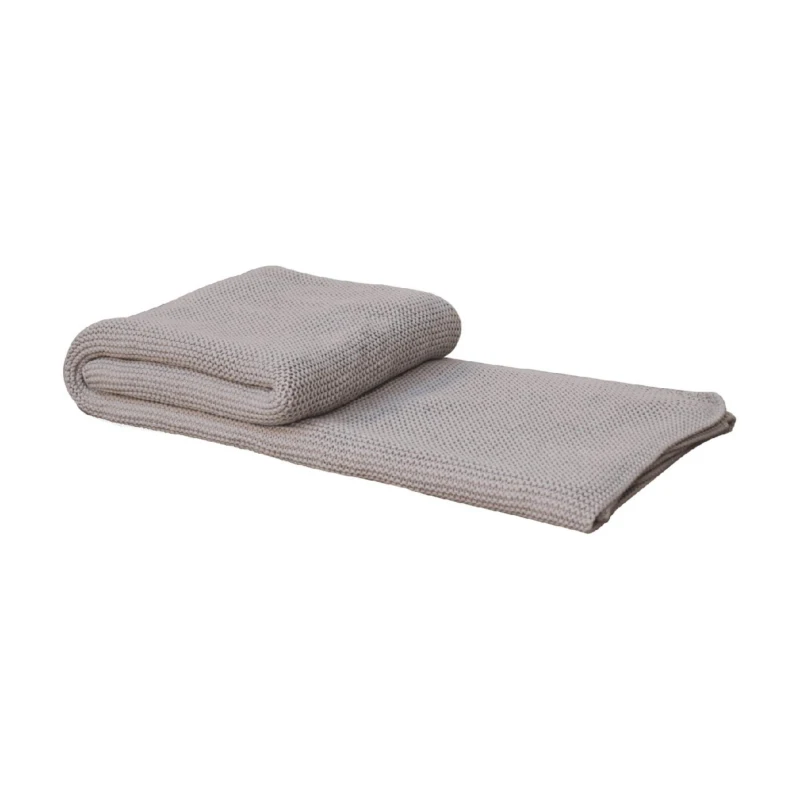 Hand-Knitted Double Knit Throw with Soft Breathable Natural Cotton, Knitted Blanket with Secure Packaging, 15L x 26W x 15H cm, Grey