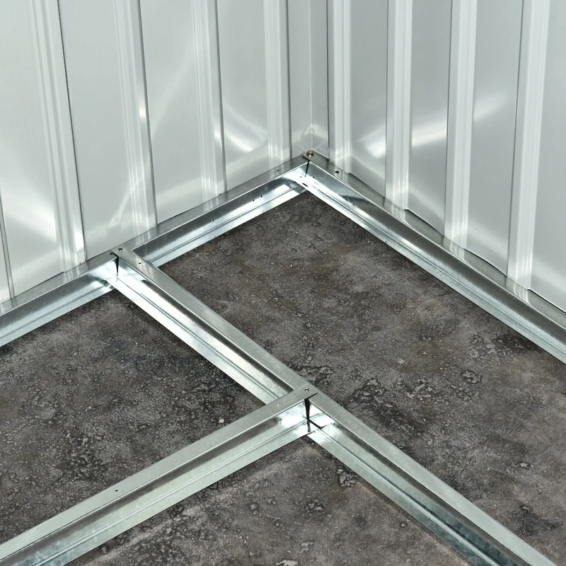 Outsunny 9ft x 4ft Metal Garden Shed, Outdoor Tool House with Foundation Kit, Ventilations and Double Doors, Dark Grey