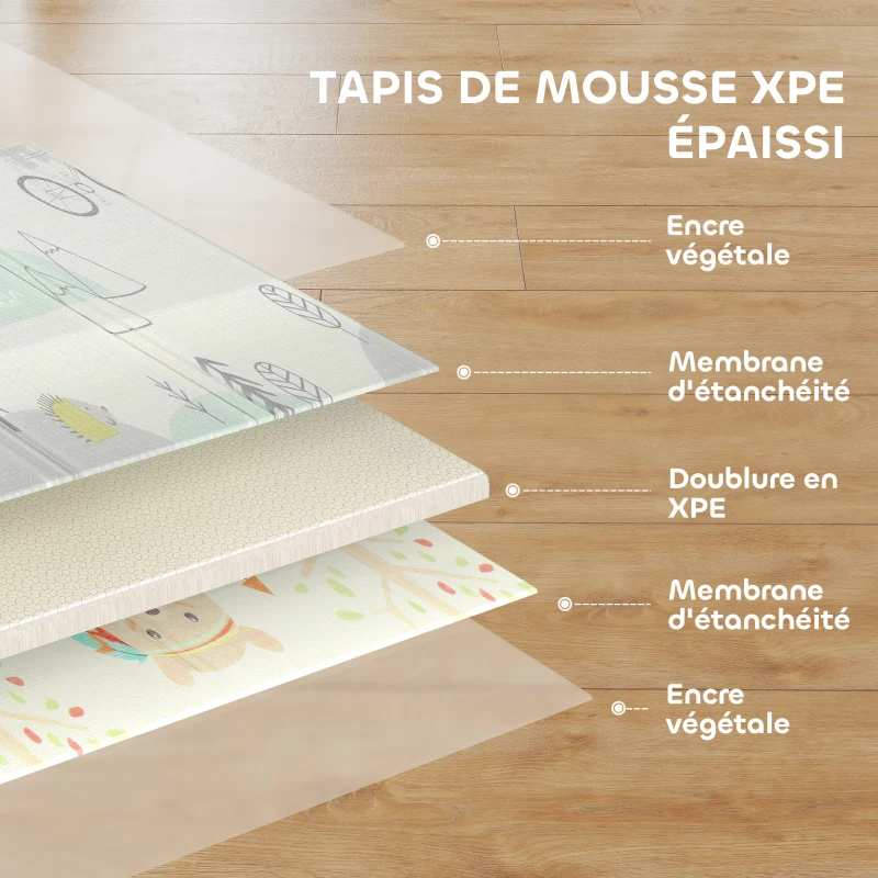 AIYAPLAY Tapis de jeu pour bébé pliable et réversible, tapis de sol en mousse épais, 200 x 150 x 1,5 cm, multicolore