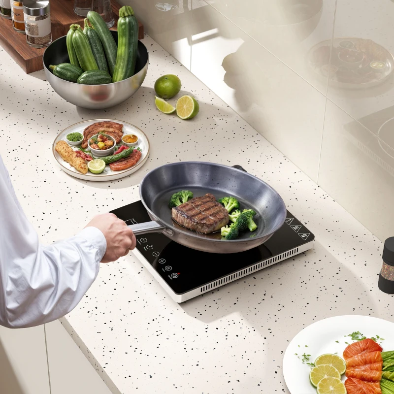 HOMCOM Plaque à induction portable 2000 W 10 températures 10 puissances minuterie écran LED verrouillage enfant noir