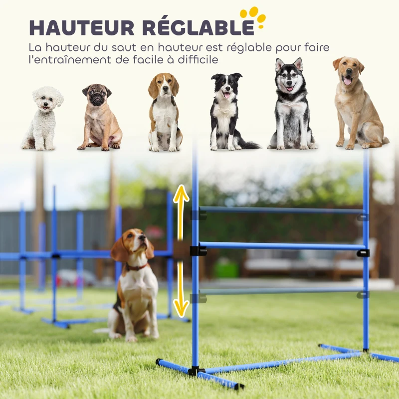 PawHut Agility sport pour chiens set de 4 obstacles professionnels avec système de maintien au sol sac transport fourni