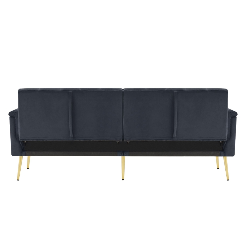 Canapé‑lit pliable moderne avec dossier et accoudoirs réglables, 183x76x75 cm, Noir