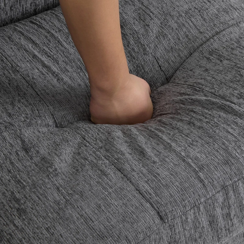 Canapé 2 places moderne en tissu chenille avec coussins épais, pieds robustes en bois massif, 162x74x77 cm, Gris