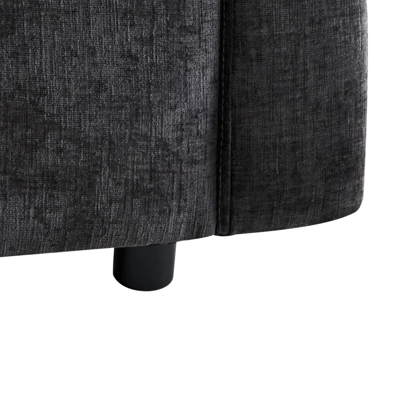 Canapé en tissu chenille moderne, canapé d'angle en L avec pouf et coussins décoratifs, 216x161x81 cm, Gris