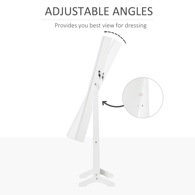 HOMCOM Dulap Portbijuterii cu Oglindă, Încuietoare și Organizator Inele și Cercei Alb