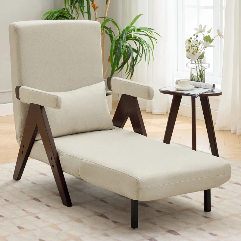 3-en-1 Fauteuil canapé-lit avec fonction couchage, avec dossier réglable, 64x68,5x93 cm, Beige