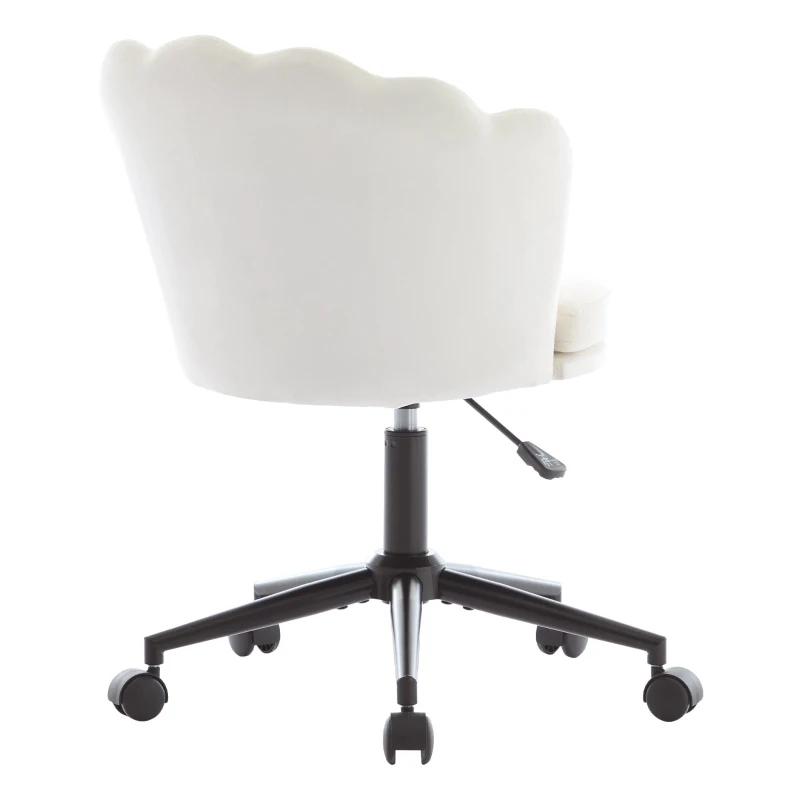 Fauteuil pivotant moderne avec dossier en forme de pétale, réglable en hauteur et design rotatif à 360°, 55x62x73-83 cm, Beige